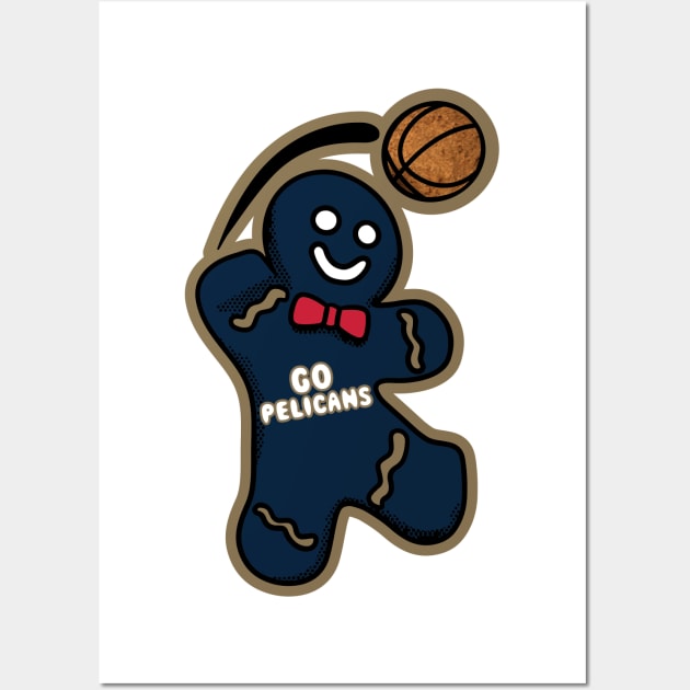 New Orleans Pelicans Gingerbread Man Wall Art by Rad Love